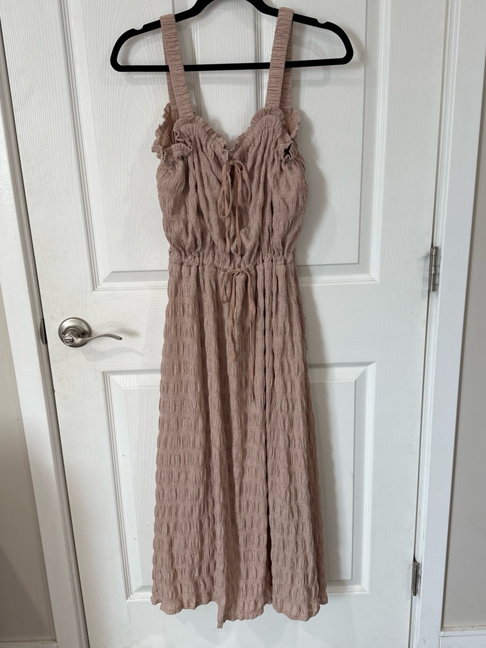 Find me now Textured Midi Dress with Tie Waist